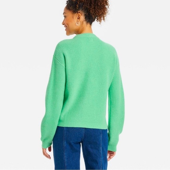 Target Crewneck Sweater A New Day Green Red Cherries Embroidered Size Medium - Picture 4 of 9